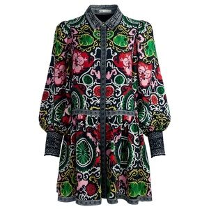 Alice + Olivia Bertha Women’s Mixed Print Long Sleeve Minidress XS